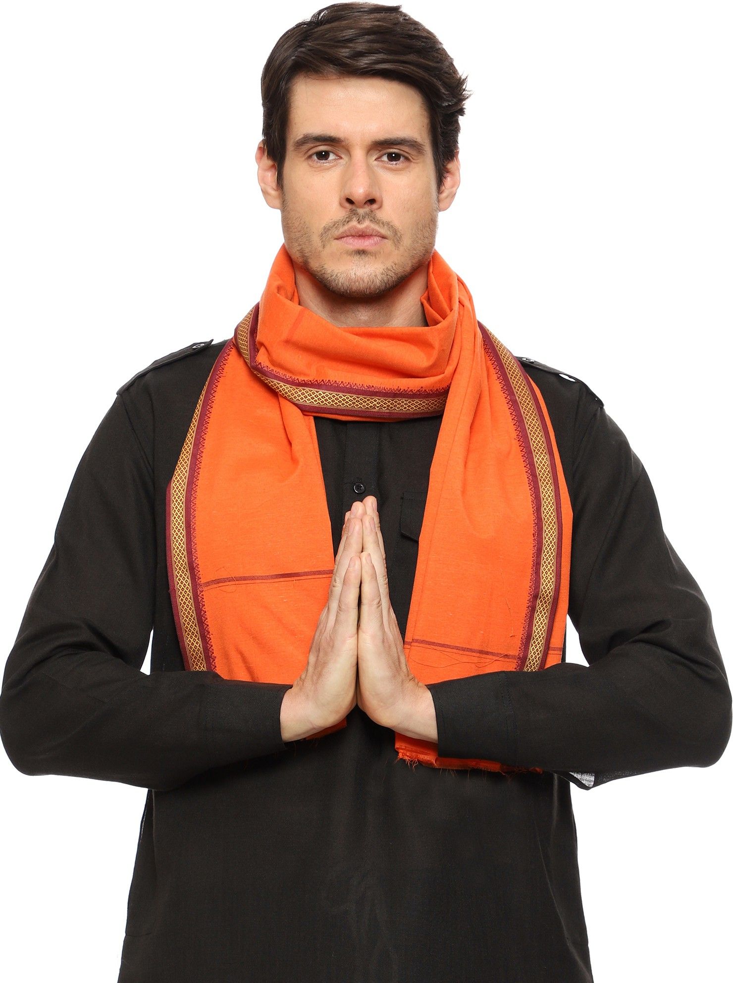 ahmadun Embroidered Cotton Blend Men Orange Scarf-picture-46