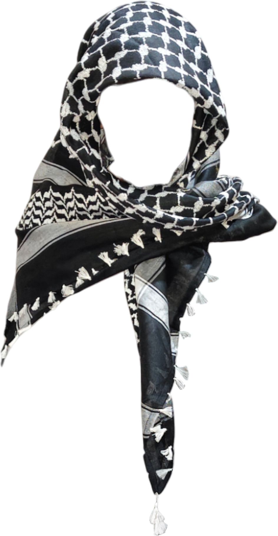 Checkered Cotton Blend Men White, Black Fancy Scarf, Scarf, Stole