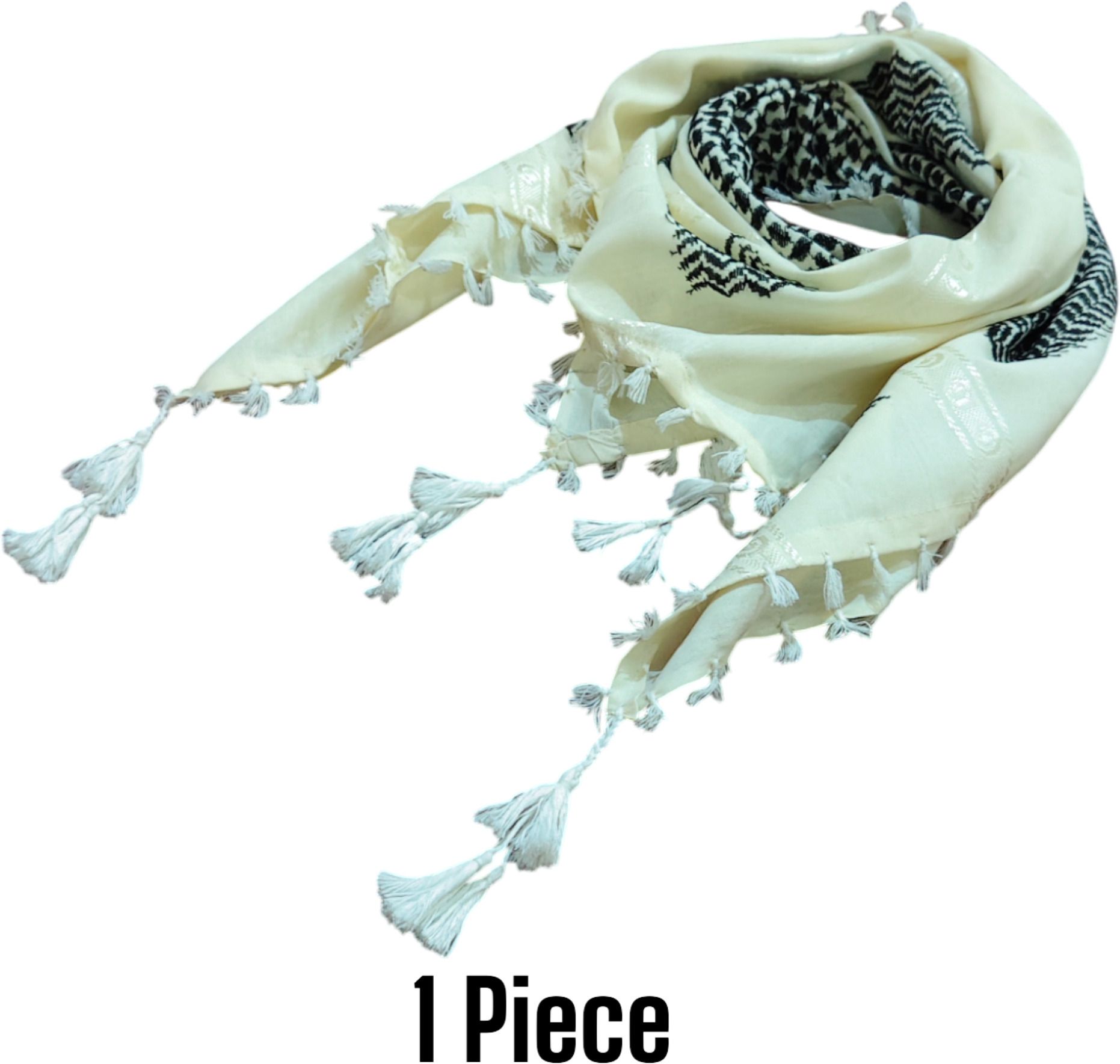 bakkah Printed Cotton Blend Men White, Black Scarf-picture-41