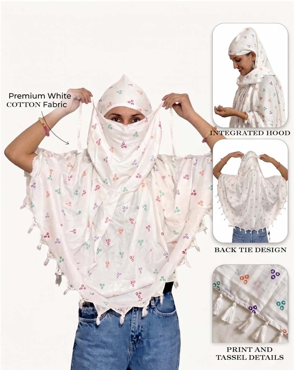 Printed Cotton Rayon Blend Women White Scarf-image-34