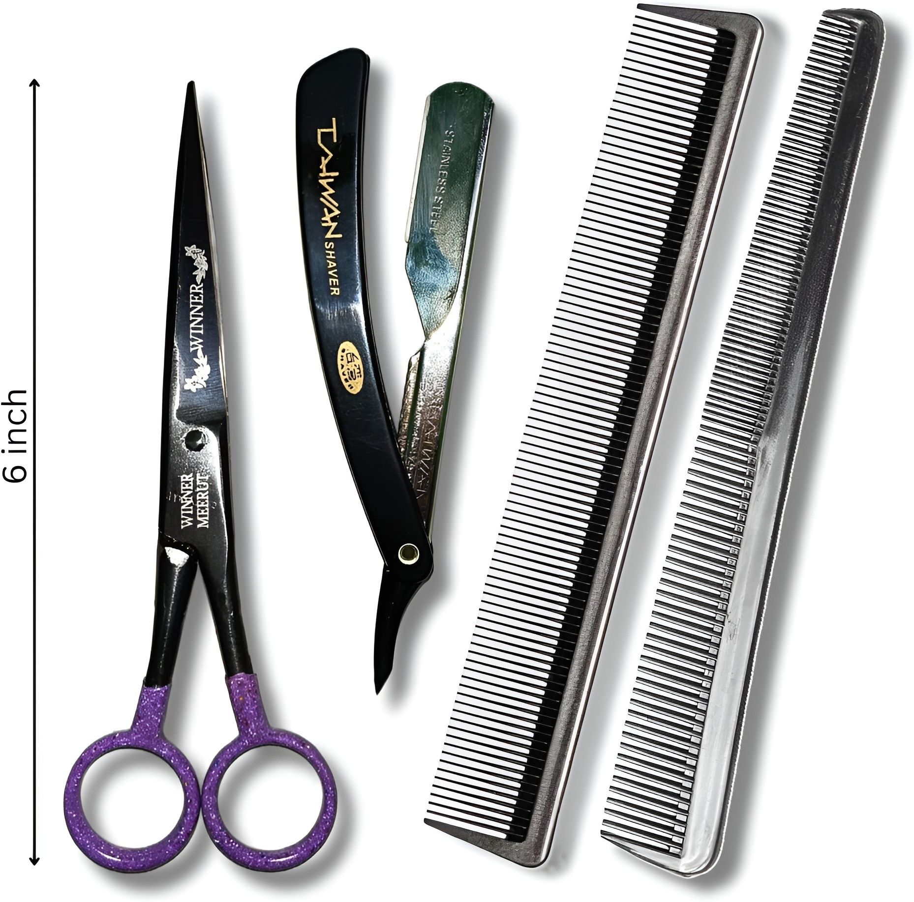 Winner 6" Scissor, Taiwan Shaver, Barber Comb, For Salon Men & Women Scissors