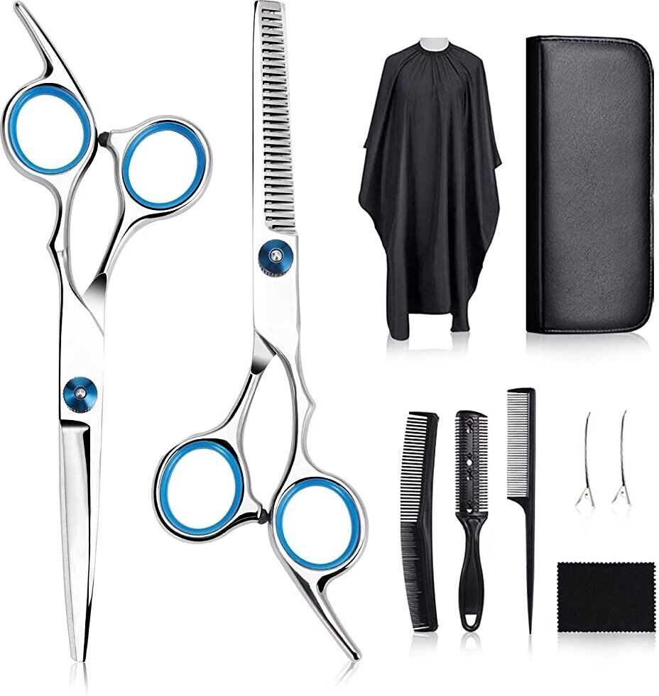 maycreate Professional Hair Cutting Barber Scissors Kit - 6.7 Inch Hairdressing Scissors with 3 Combs, Haircut Cloak and Hair Clips Hairdresser for Men and Women Scissors-picture-12