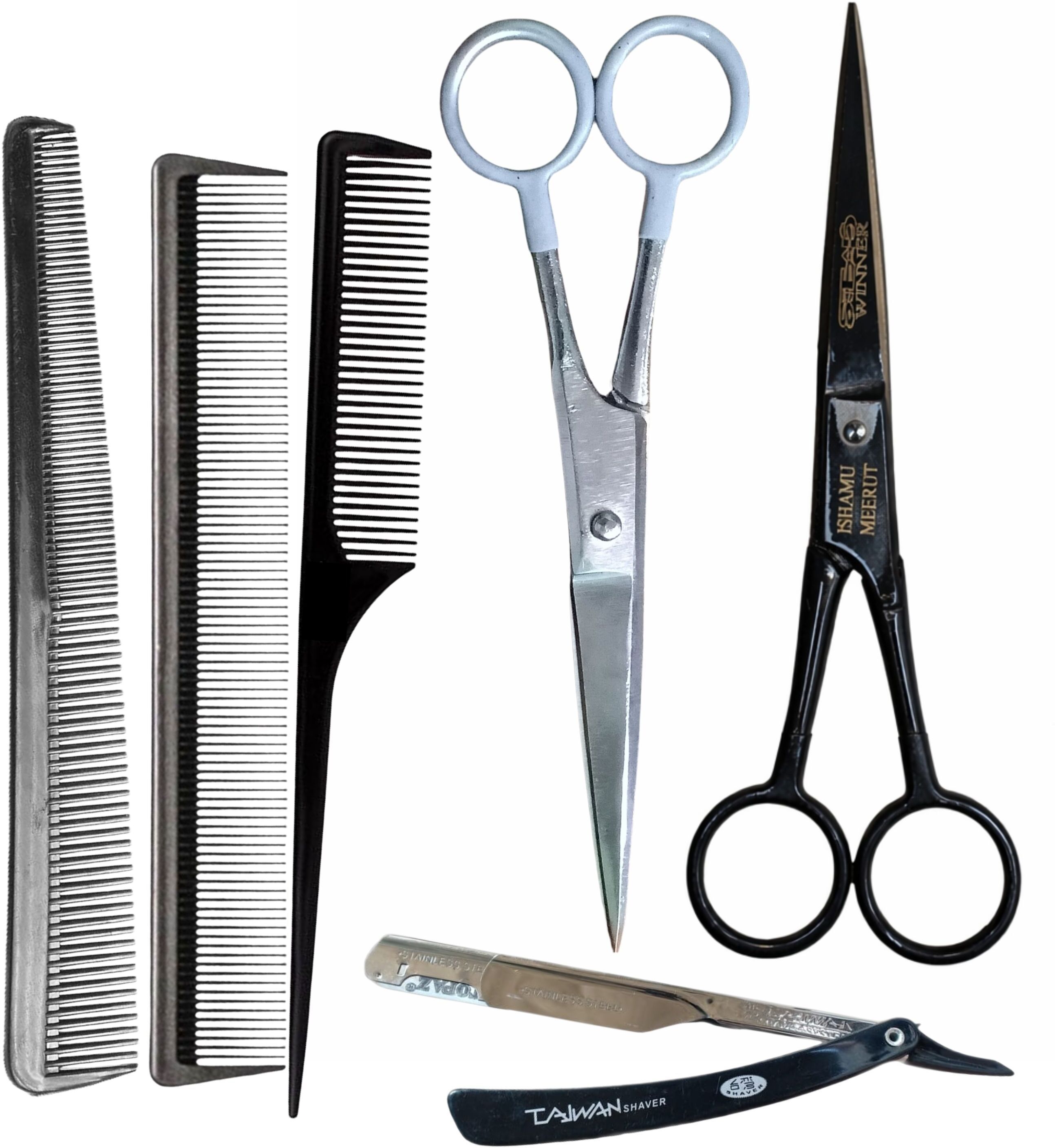 Scissors, Razor & Comb Kit for Men, Women & Kids Barber Kit for Salon & Home Use Scissors-image-42