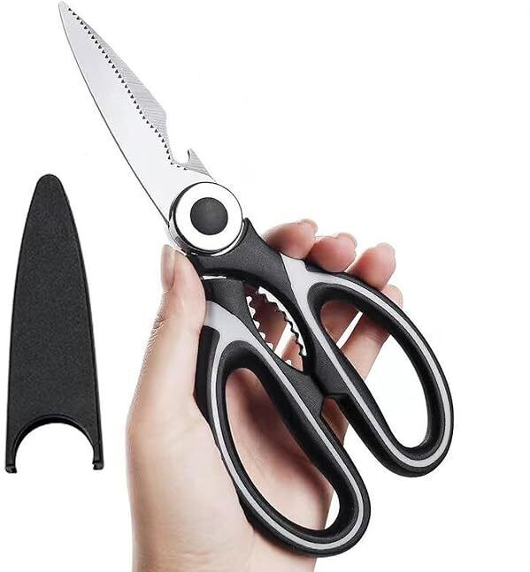Kitchen Scissor Cutting Bone Fish Scale Scraper Bottle Cap Opener Herb Cutting Scissors-image-30
