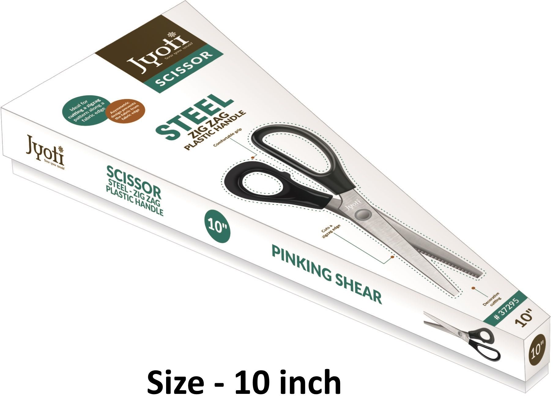 Scissor 10" Steel Zig Zag with Plastic Handle, Cutting Zigzag Pattern in Fabric, Scissors-image-10