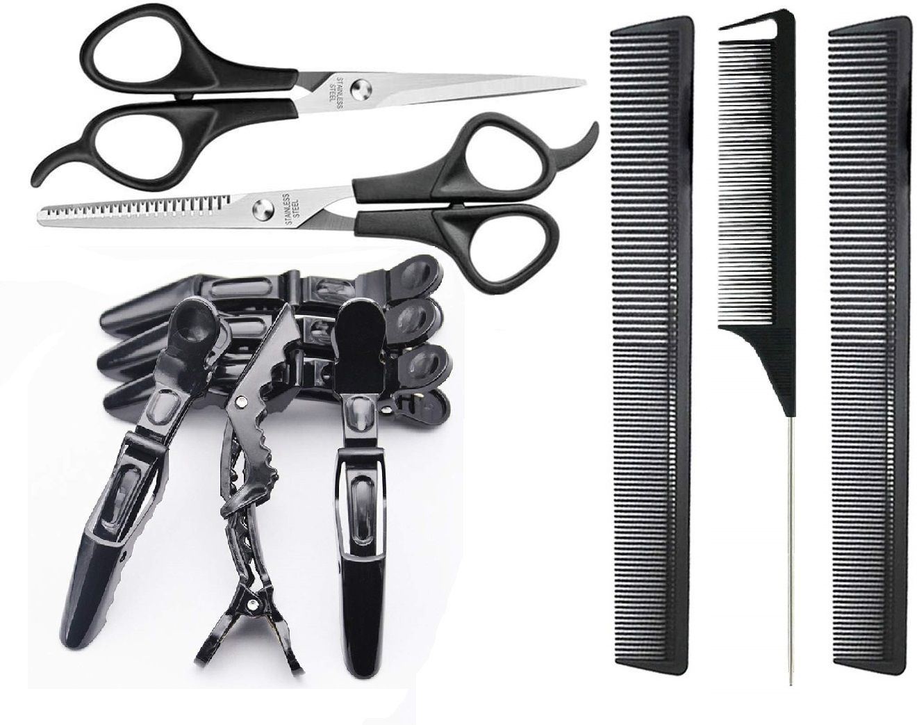 Hair Cutting Scissors Set with Combs , Hair clips For Personal and Professional Scissors-image-14