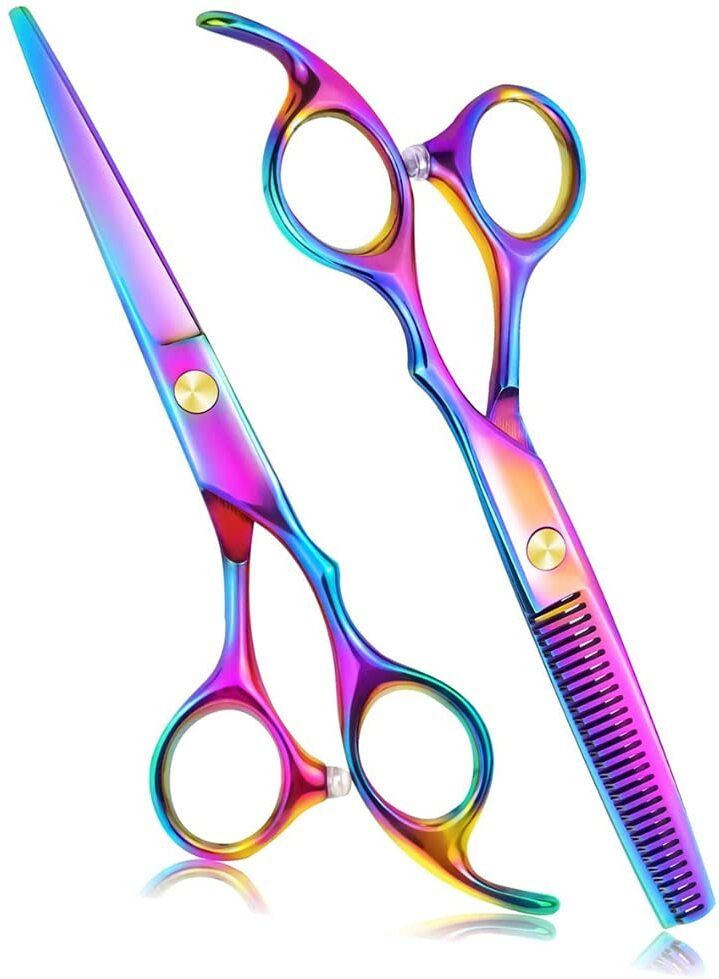 Stainless Steel Hair Cutting Thinning Scissor Shears Salon & Home Use (Rainbow) Scissors-image-44