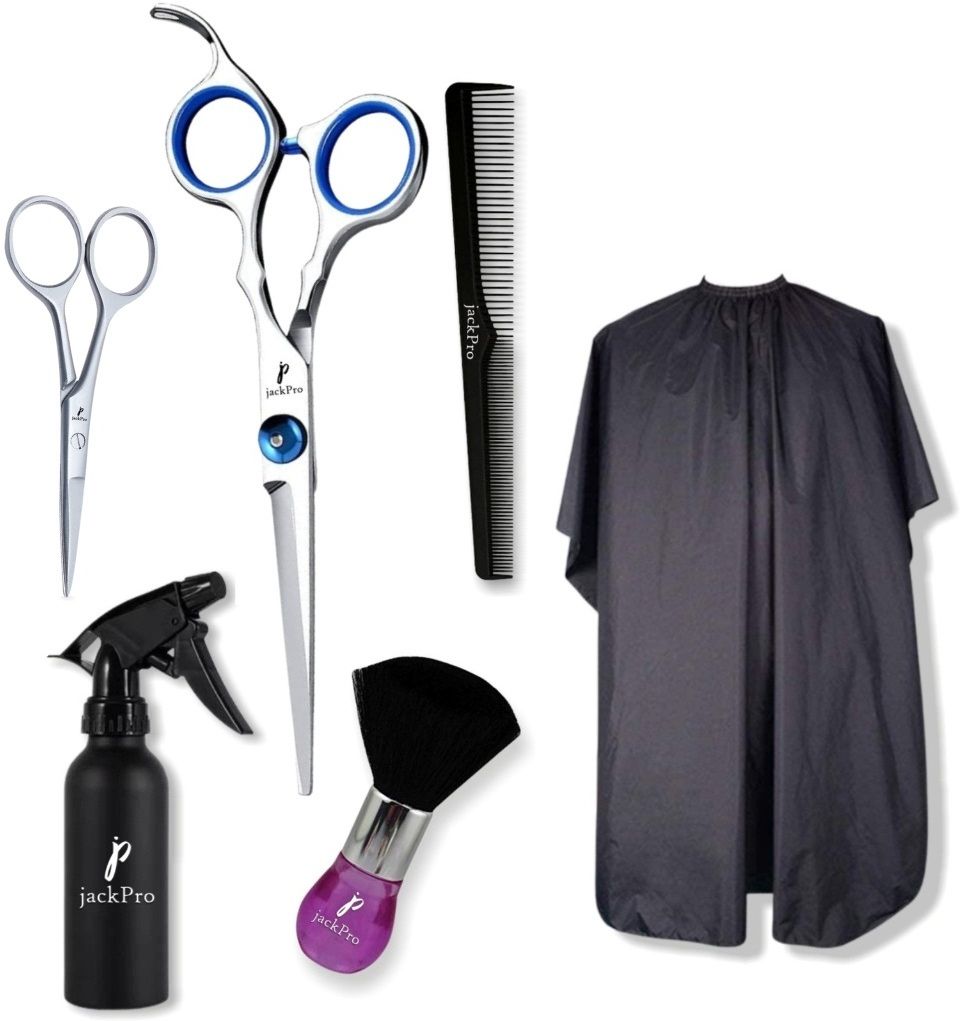 Barber kit: Hair Cutting Scissors 500ml Spray bottles, Hair duster, Aprons,Comb Scissors-image-22
