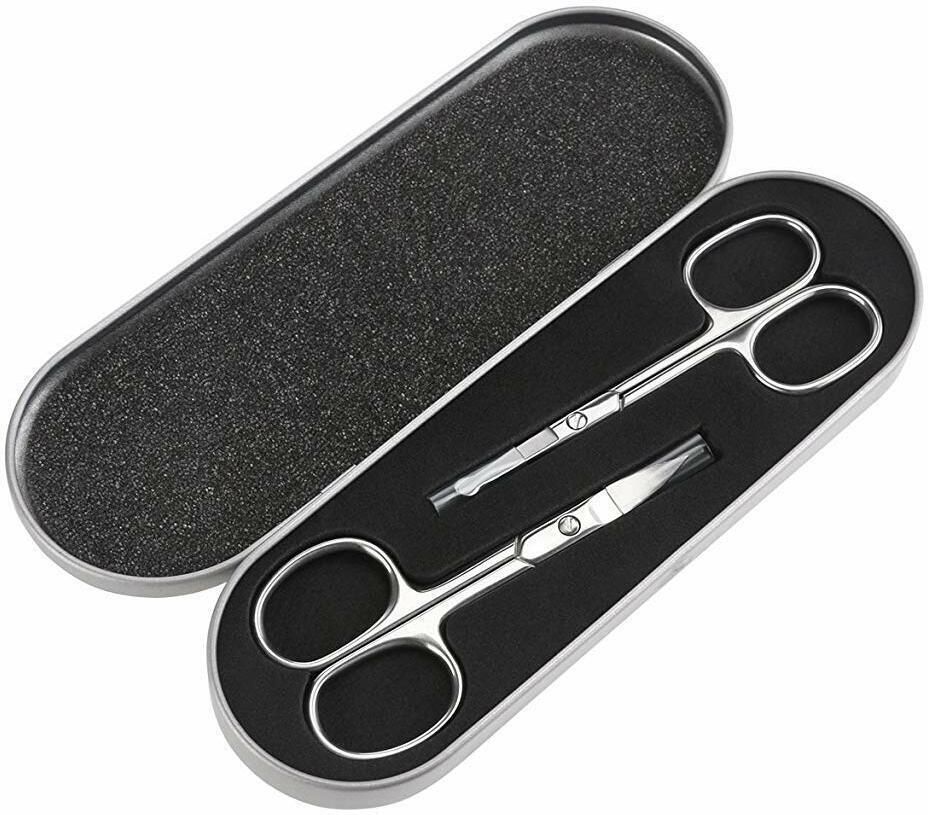 Nose Scissors Beard Mustache Eyebrow Trimmer Stainless Steel Set with Box Scissors-image-49