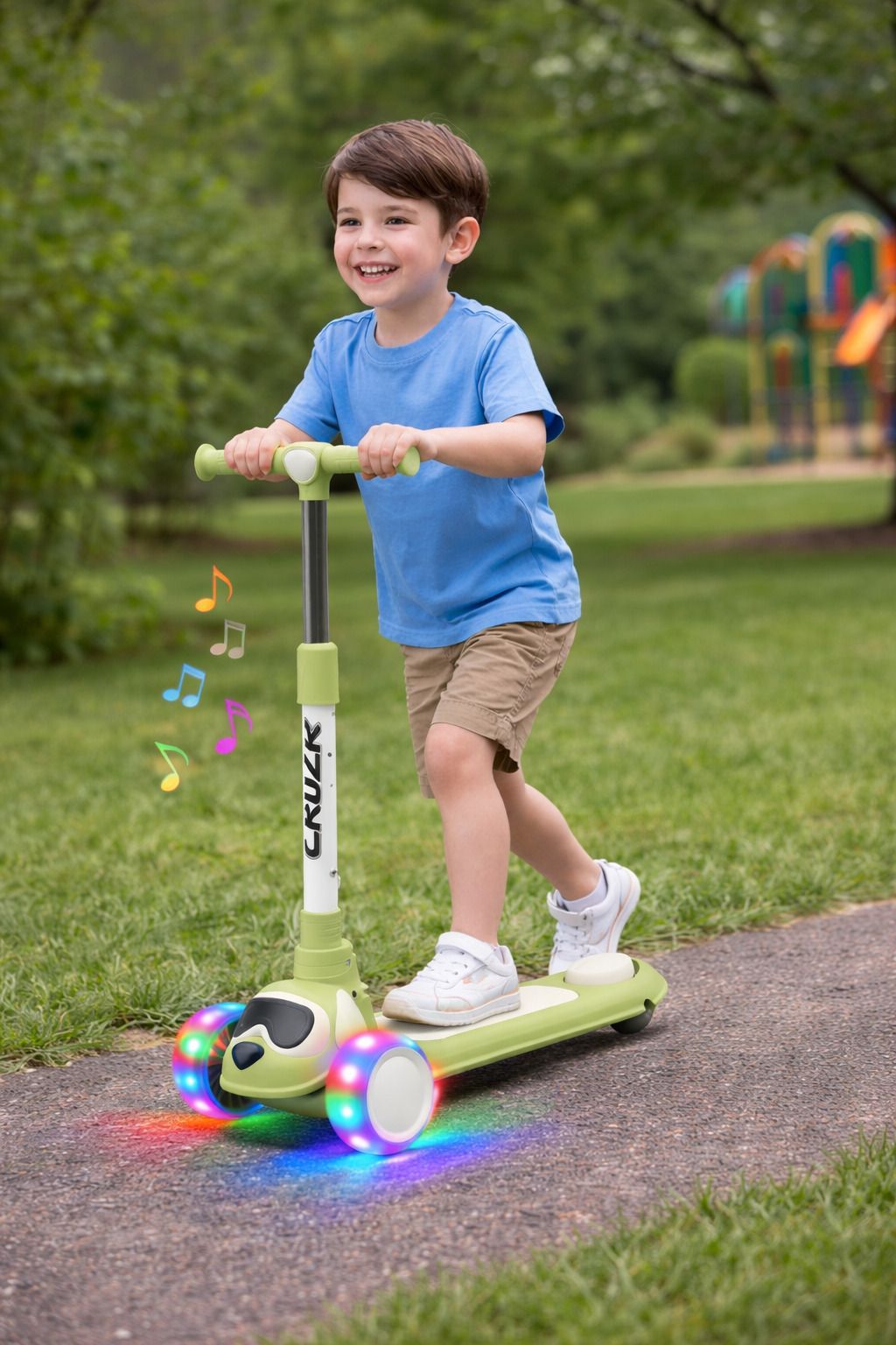 Cruze Plus Kids Scooter, Music & Height Adjustable PU LED Wheels Kick Scooter Kids Scooter