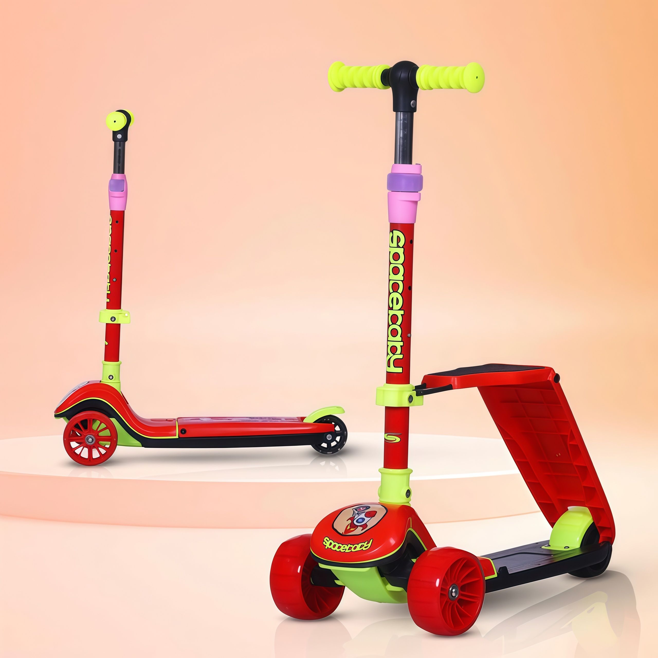 spacebaby 3 Wheels Kick Scooter for Boys & Girls, Foldable & Adjustable with PU LED Wheels Kids Scooter-picture-39