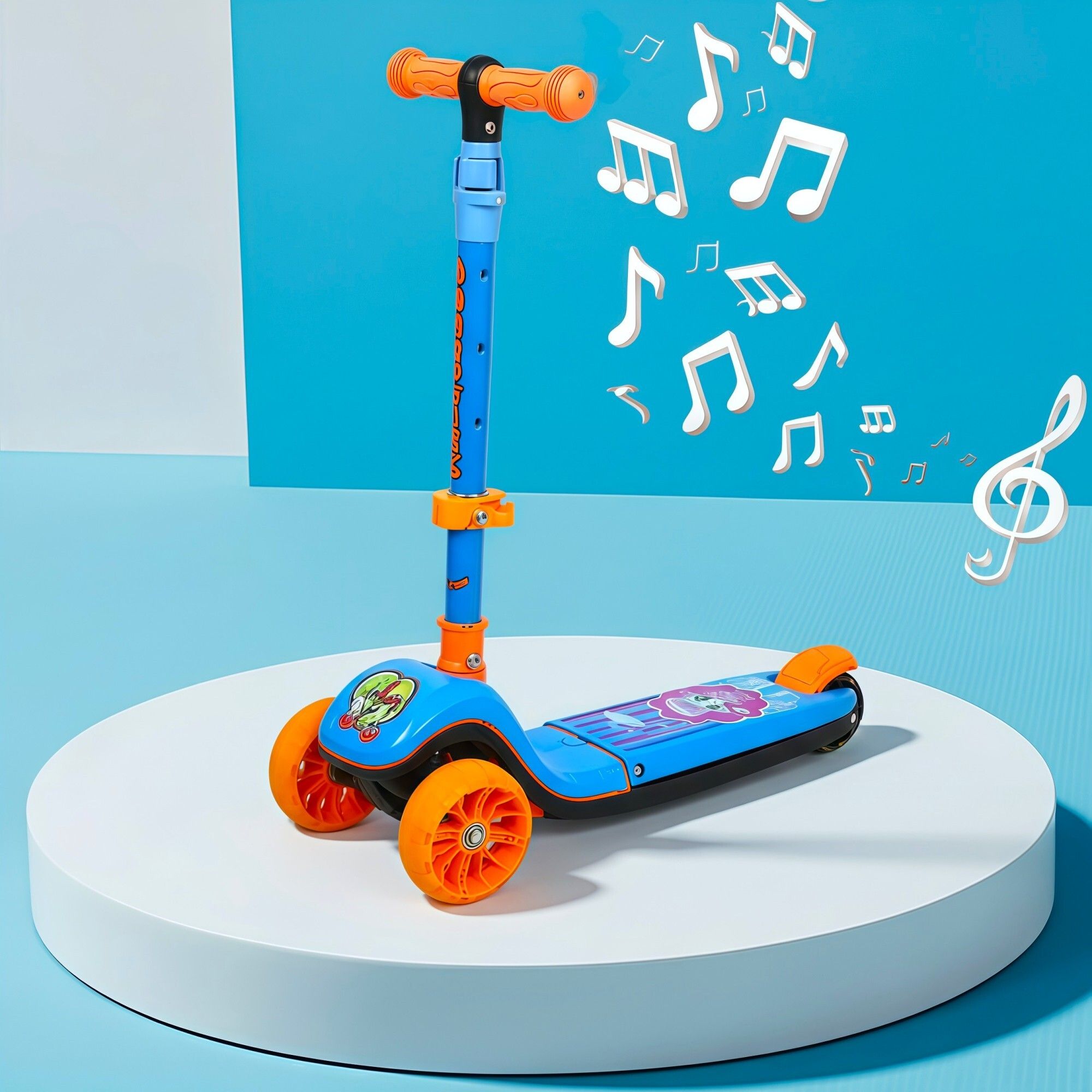 spacebaby Kids 3-Wheel Scooter | Foldable Seat, LED Wheels, 70kg Capacity Kids Scooter-picture-40