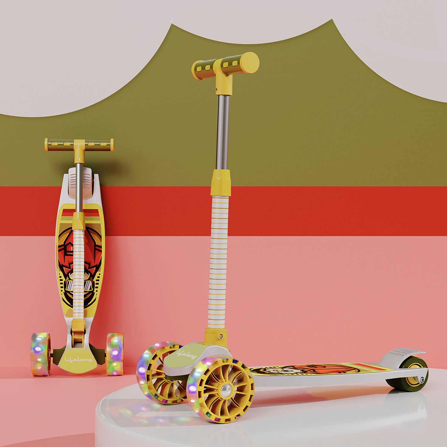 Kick Scooter with Adjustable Height|Foldable Scooter- with PVC LED Wheel Kids Scooter