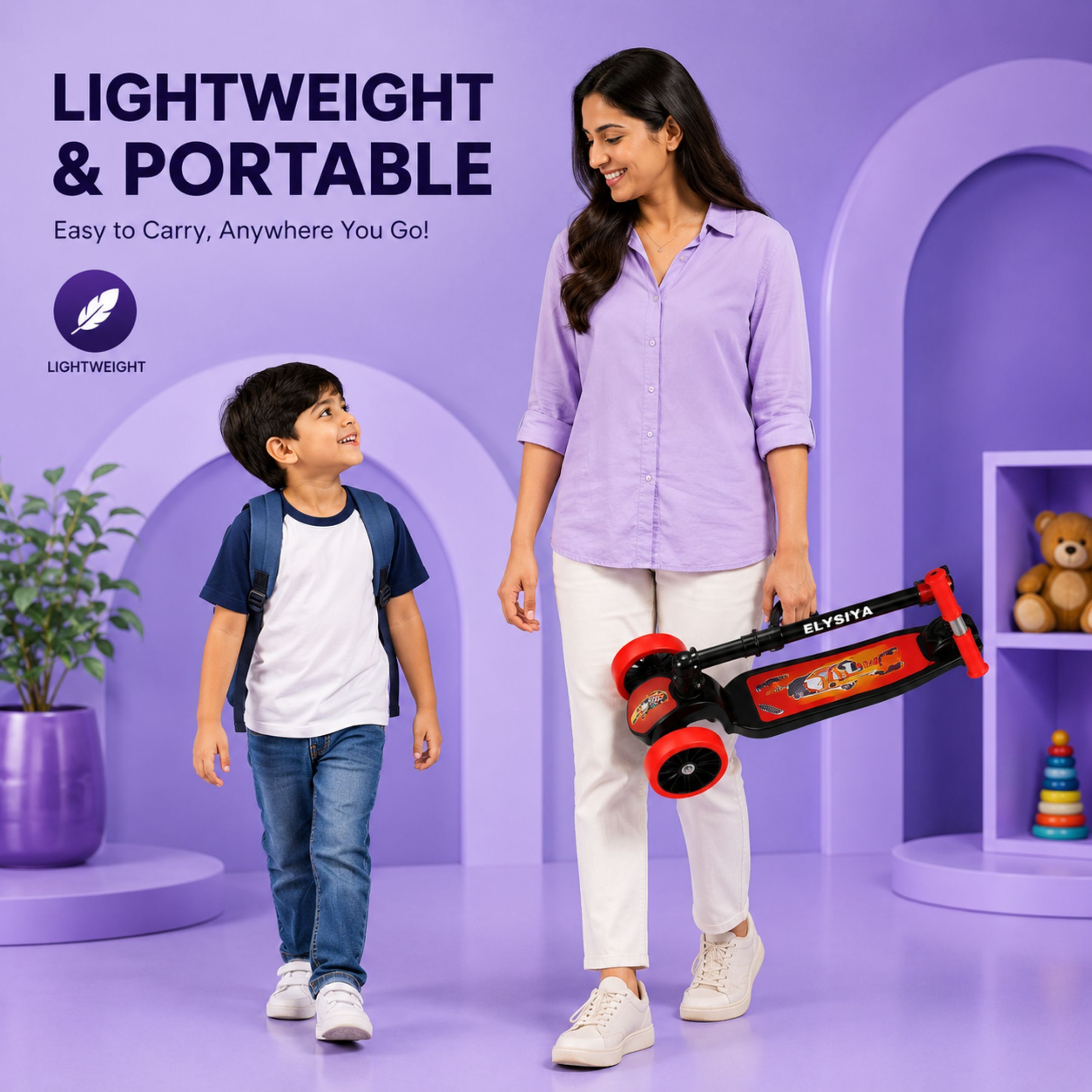 3 Wheel Scooter Adjustable Height Foldable Design-Red Kids Scooter-image-28