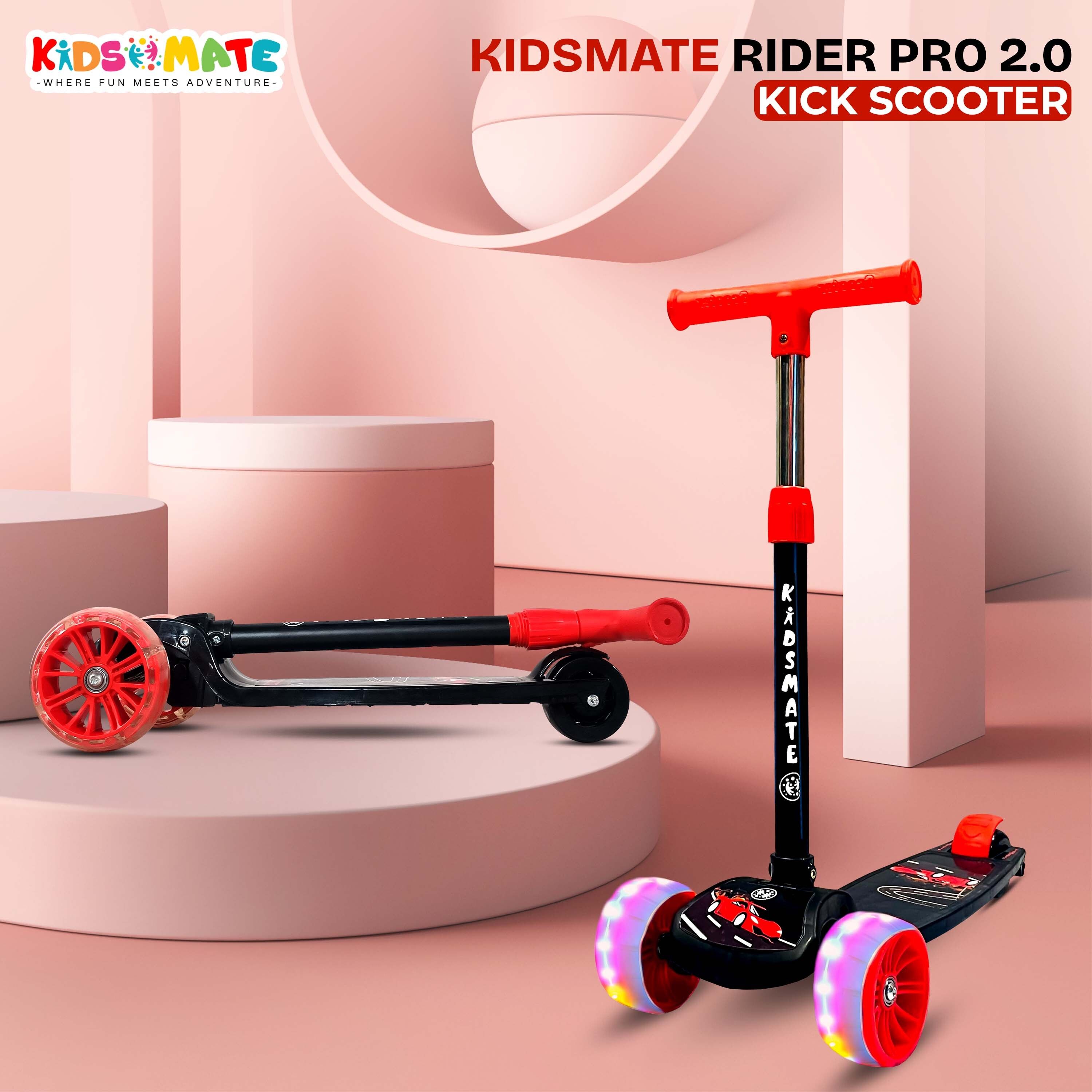 Rider Pro 2.0 Kids Kick Scooter | 3-Wheel with LED Lights & Adjustable Height Kids Scooter
