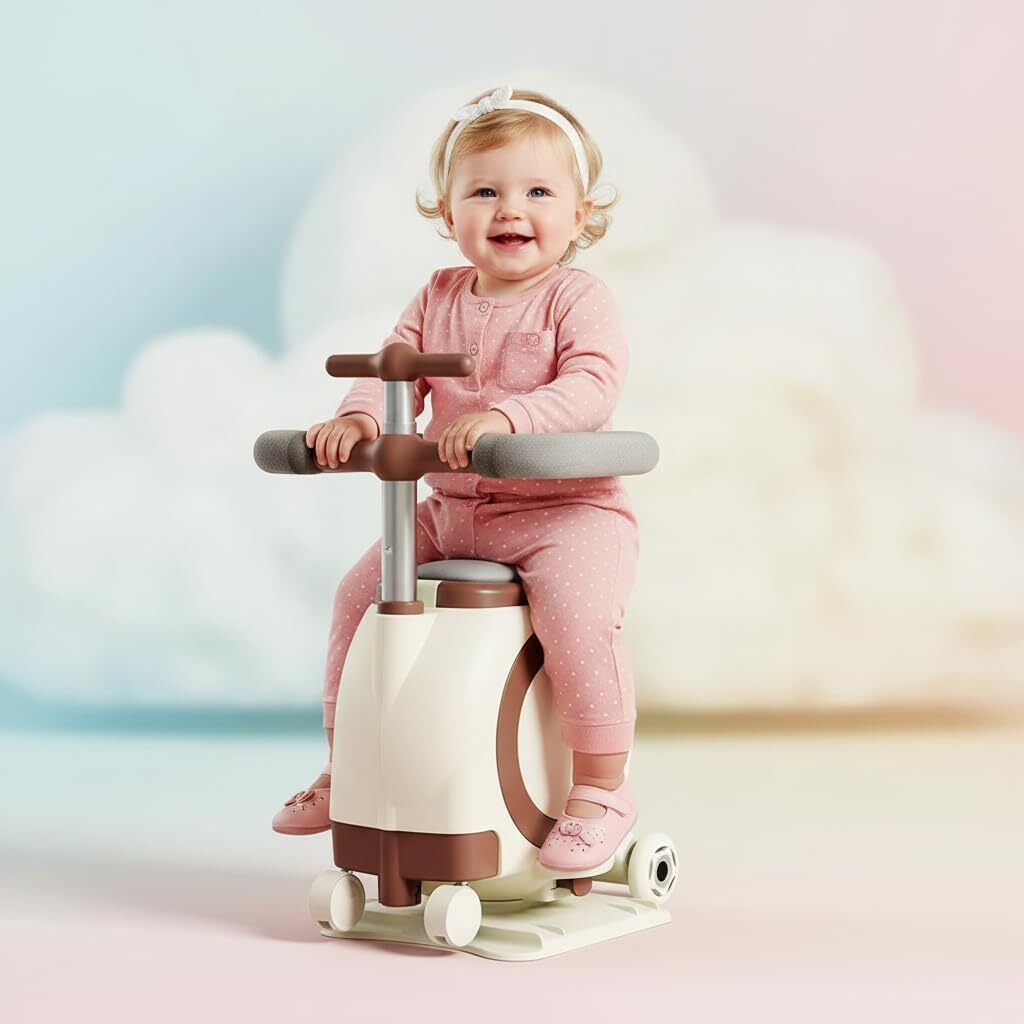 Kids Ride On Scooter Adjustable Handle Storage Box Baby Push Walker Toy Kids Scooter-image-36