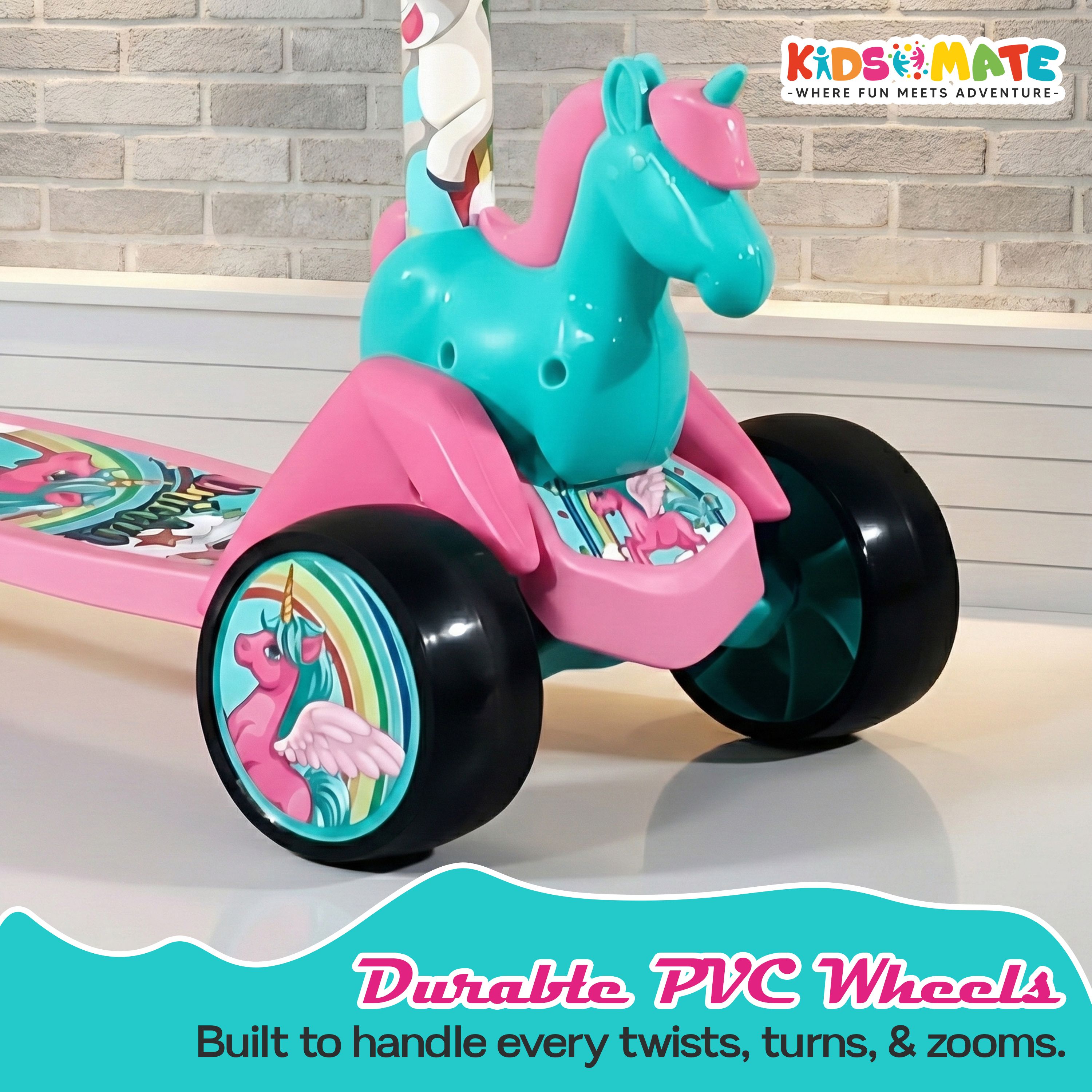 Unicorn 2.0 Kick Scooter, 3-Level Adjustable Height & PVC Wheels, Non-Slip Deck Adult Scooter-image-10