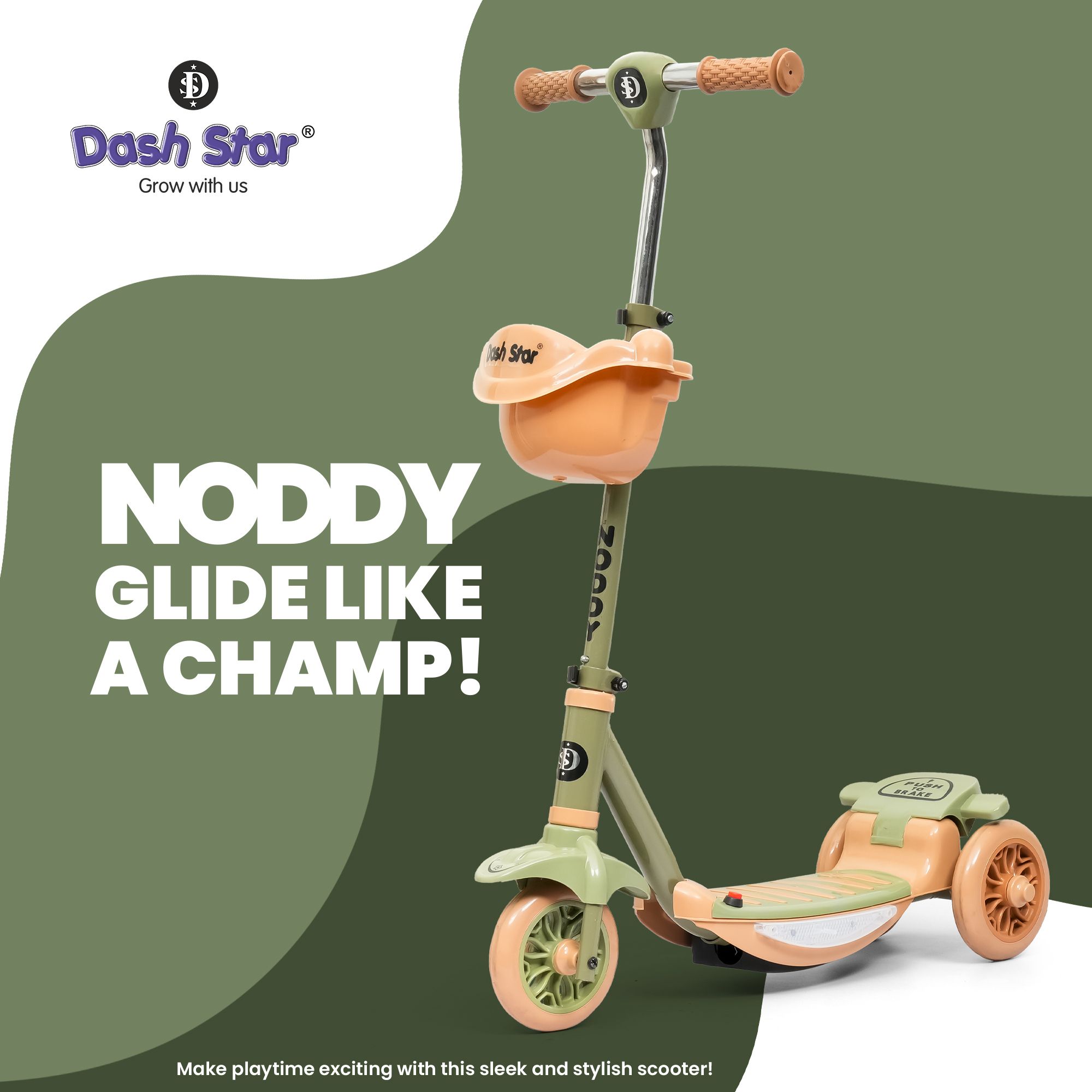 Noddy Kick Scooter | 3 Wheel Kids Scooter | Adjustable Handle | EVA Wheels Brake Kids Scooter-image-26