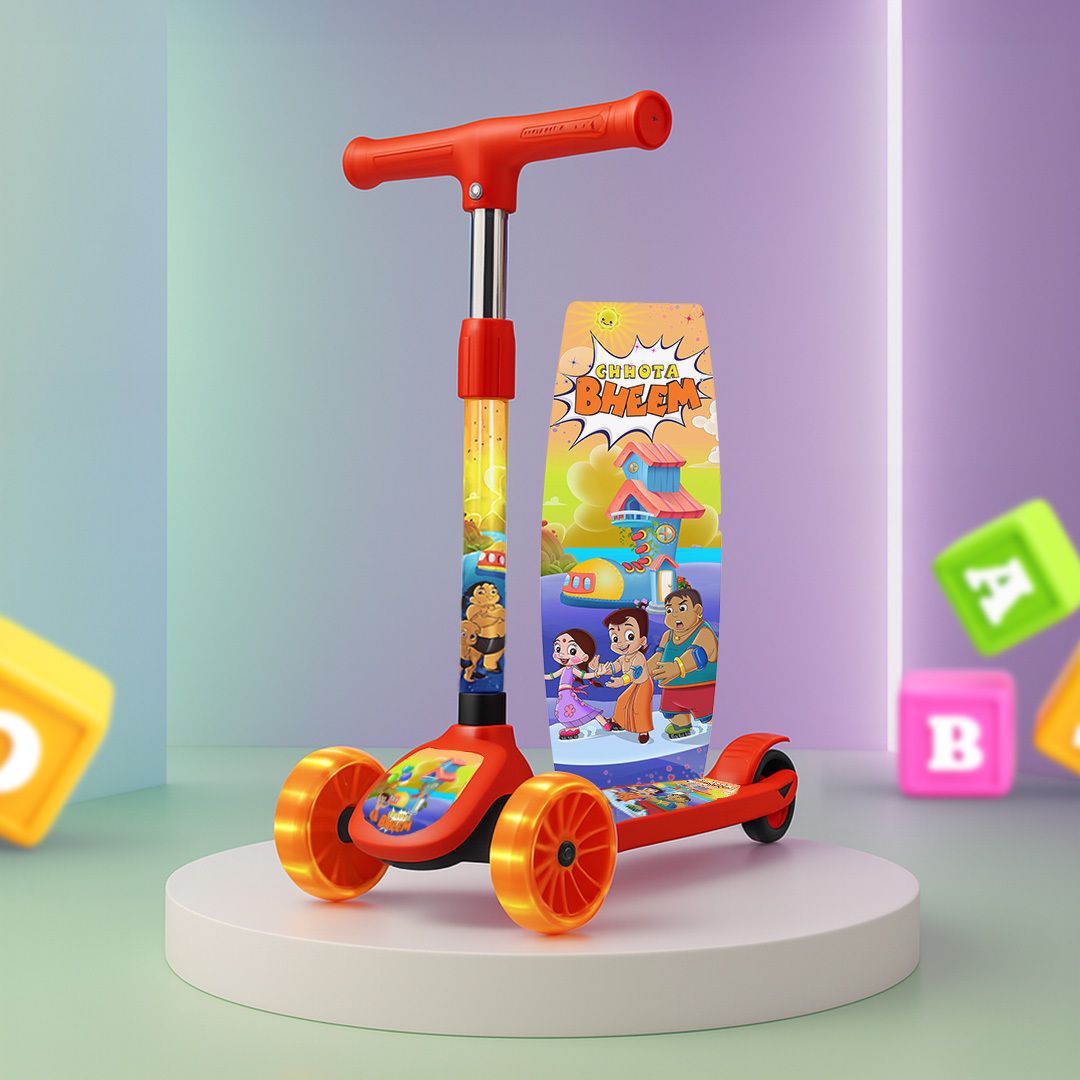 Chota Bheem Kick Scooter for Kids | 4-Level Height Adjustable & LED PVC Wheels Kids Scooter-image-34