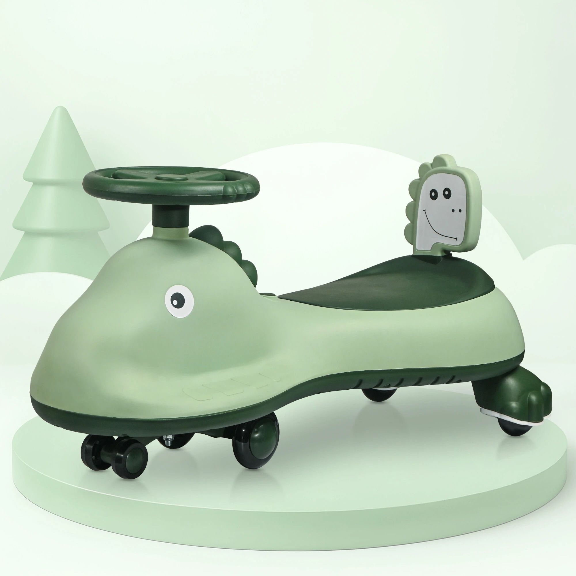 kuber industries Swing Car for Kids 3+ Years | 80 Kg Weight Capacity | Shark - Green Kids Scooter-picture-16