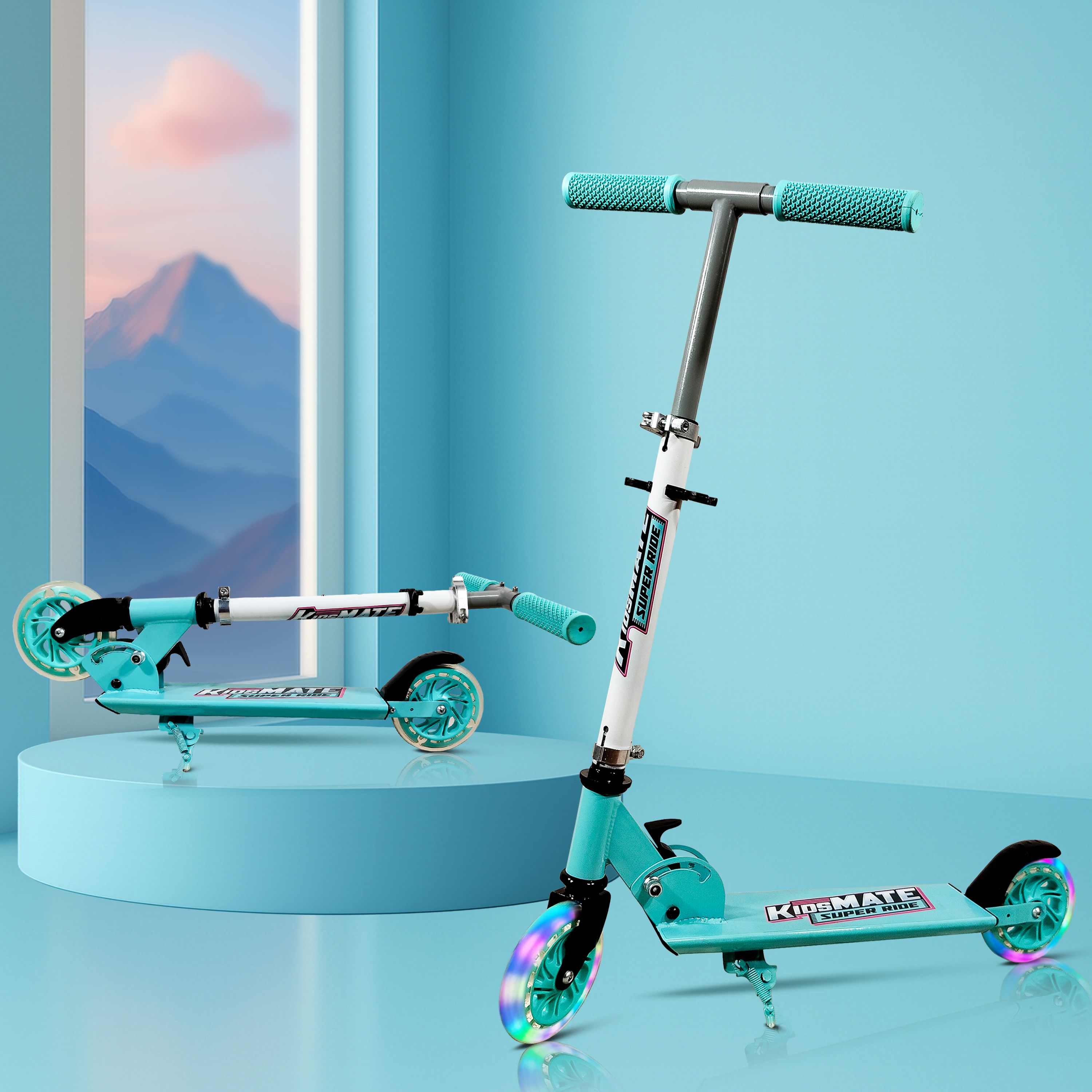 Super Metal Kick Scooter with LED Flashing Wheels | 4 Level Height Adjustable Kids Scooter