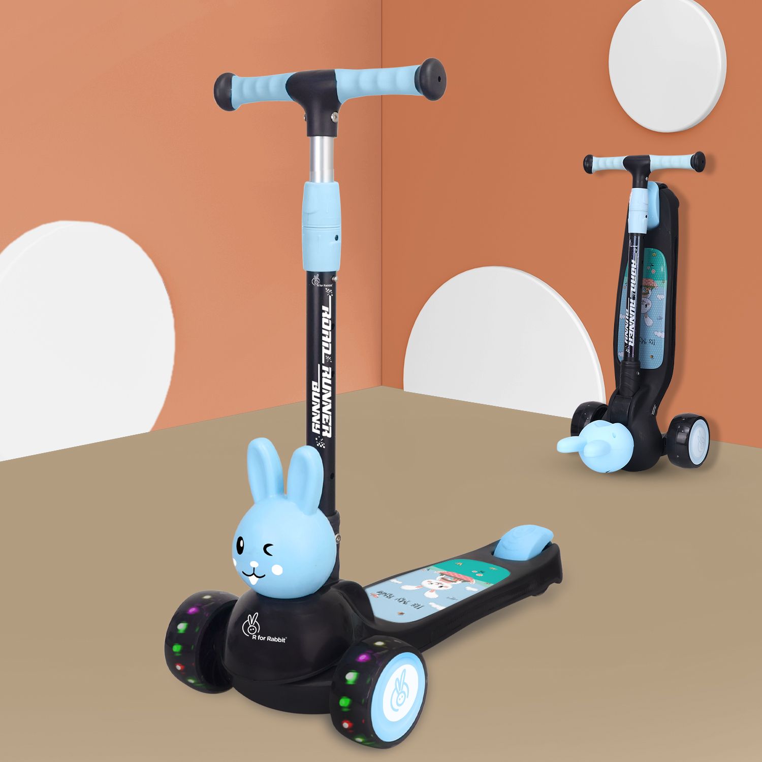 r for rabbit Road Runner Bunny Kick Scooter | 3 Level Adjustable Height & PU LED Wheels Kids Scooter-picture-18