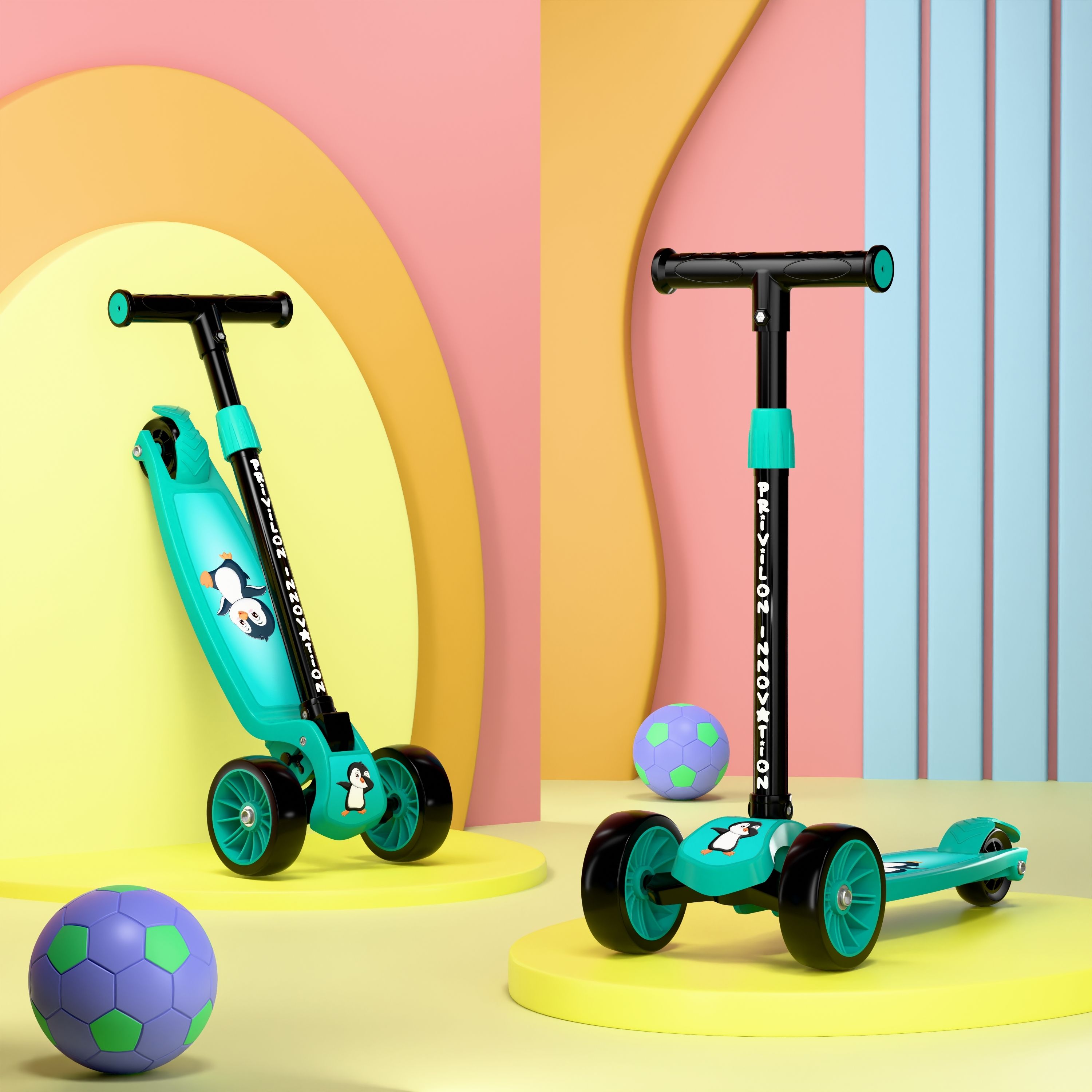 Kids 3-Wheel Kick Scooter | Adjustable Height | Foldable BABY Scooter for 75Kg Kids Scooter-image-47