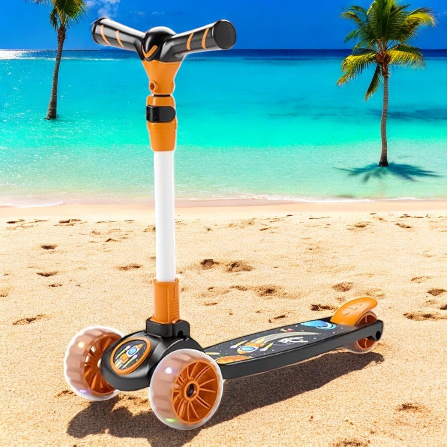 Foldable Scooter with Rear Break 4 Height Adjustable with Lock for Boy Kids Scooter-image-14