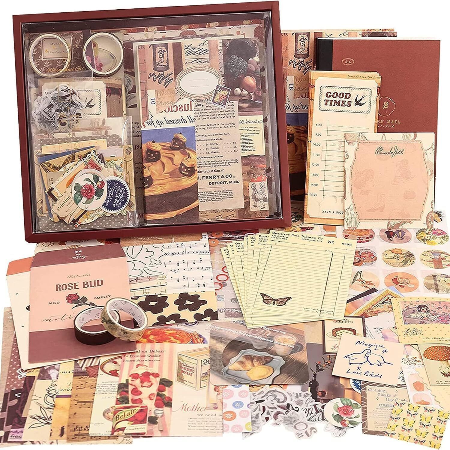 j and s house 346Pcs Vintage Journal Kit, Journaling Kit Journal Stickers Journal Supplies Theme, Scrapbook Kit-picture-25