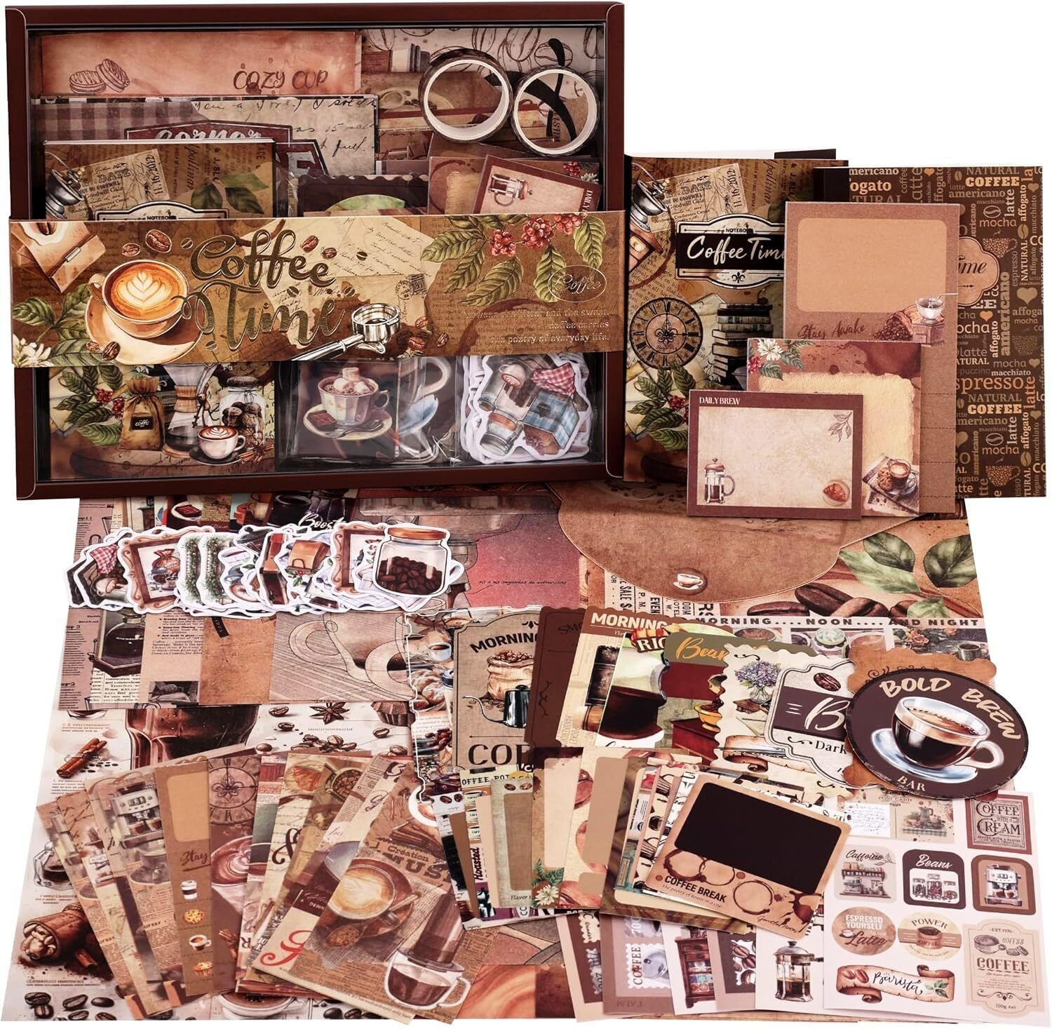 brixell Coffee Bazaar Scrapbook Journaling Supplies Kit Aesthetic Decorative Theme, Scrapbook Kit-picture-25