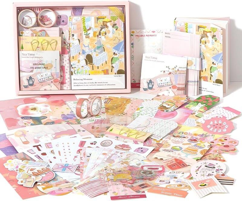 zumie 346 Pcs, A6 Grid Notebook, Washi , Envelopes, Scrapbook Papers, Folding Labels Theme, Scrapbook Kit-picture-21