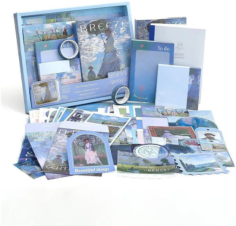 lanloy 346pcs Aesthetic Journal Supplies Kit, Perfect for Gifting, Morning Breeze Theme, Scrapbook Kit-picture-21