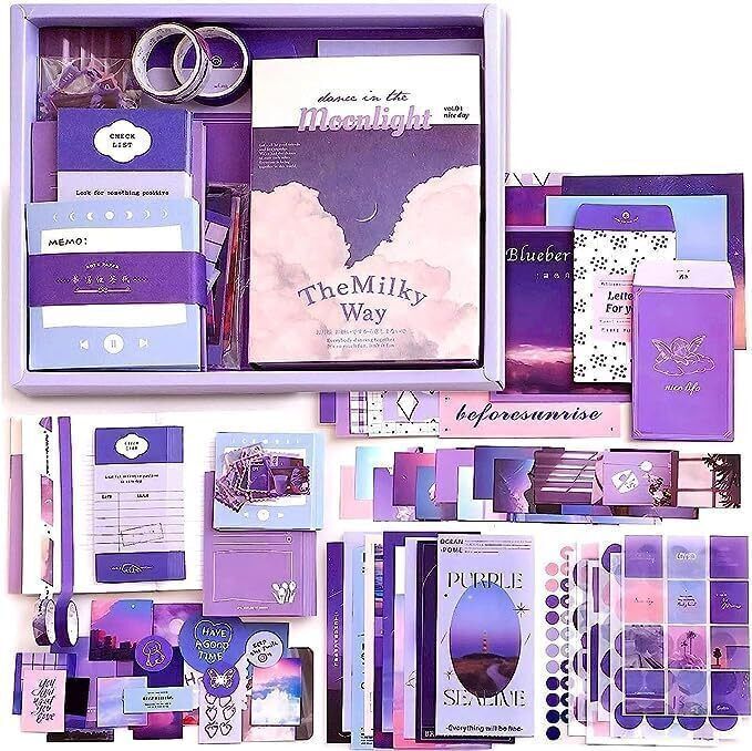 346 PCS Moonlight Vintage Aesthetic Scrapbook Kit, Journal Supplies Stickers Theme, Scrapbook Kit