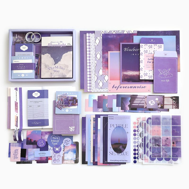Junk Journal & Scrapbook Kit With Purple A6 Notebook, Stickers, DIY Set Theme,Scrapbook Kit-image-32