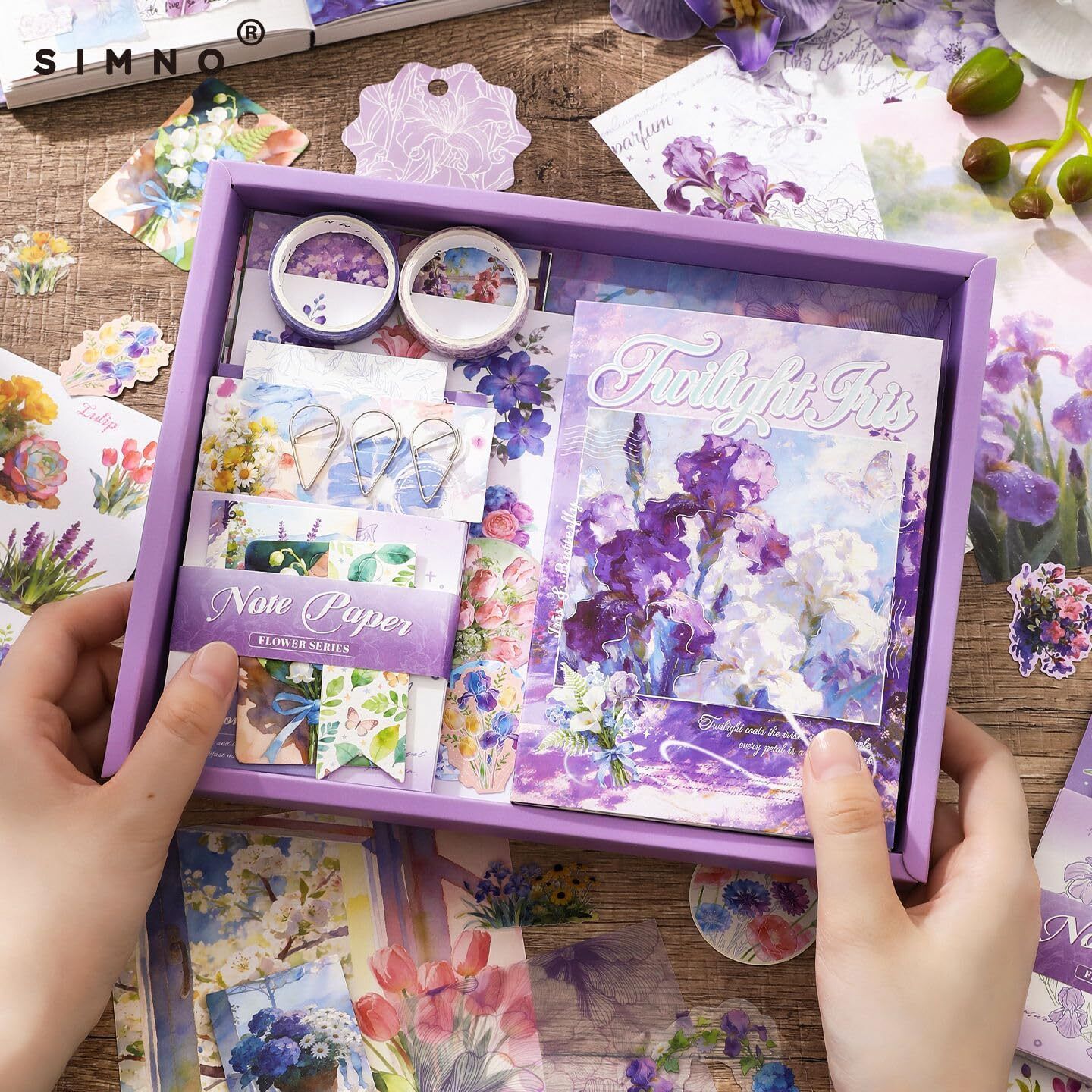 lanloy 346pcs Aesthetic Journal Supplies Kit, Perfect for Gifting (Tuilight Iris) Theme, Scrapbook Kit-picture-2