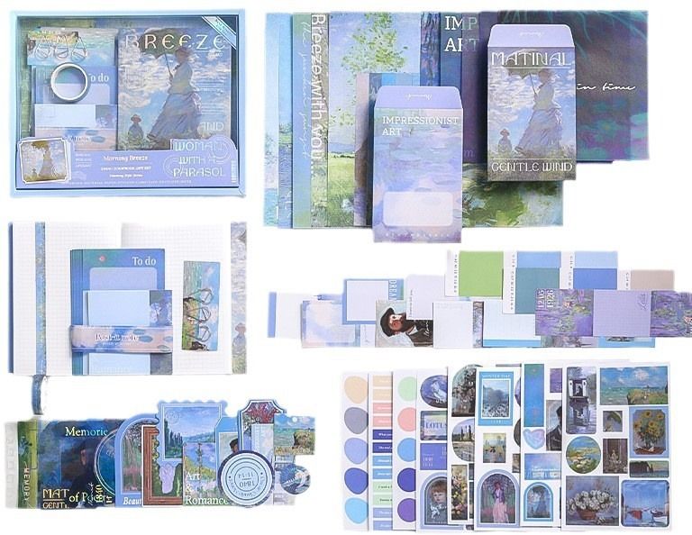 Junk-Journal Scrapbook Kit With Blue A6 Notebook, Stickers, DIY Set Theme, Scrapbook Kit-image-1