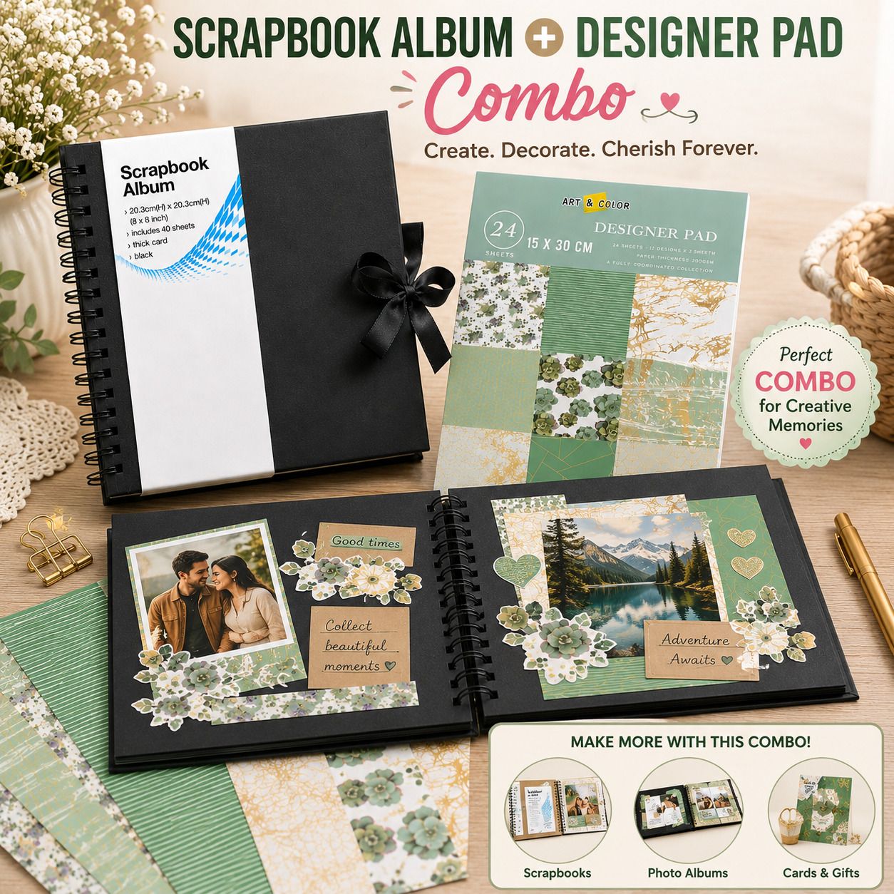 Scrapbook Album + Designer Pad Combo Theme, Scrapbook Kit-image-34