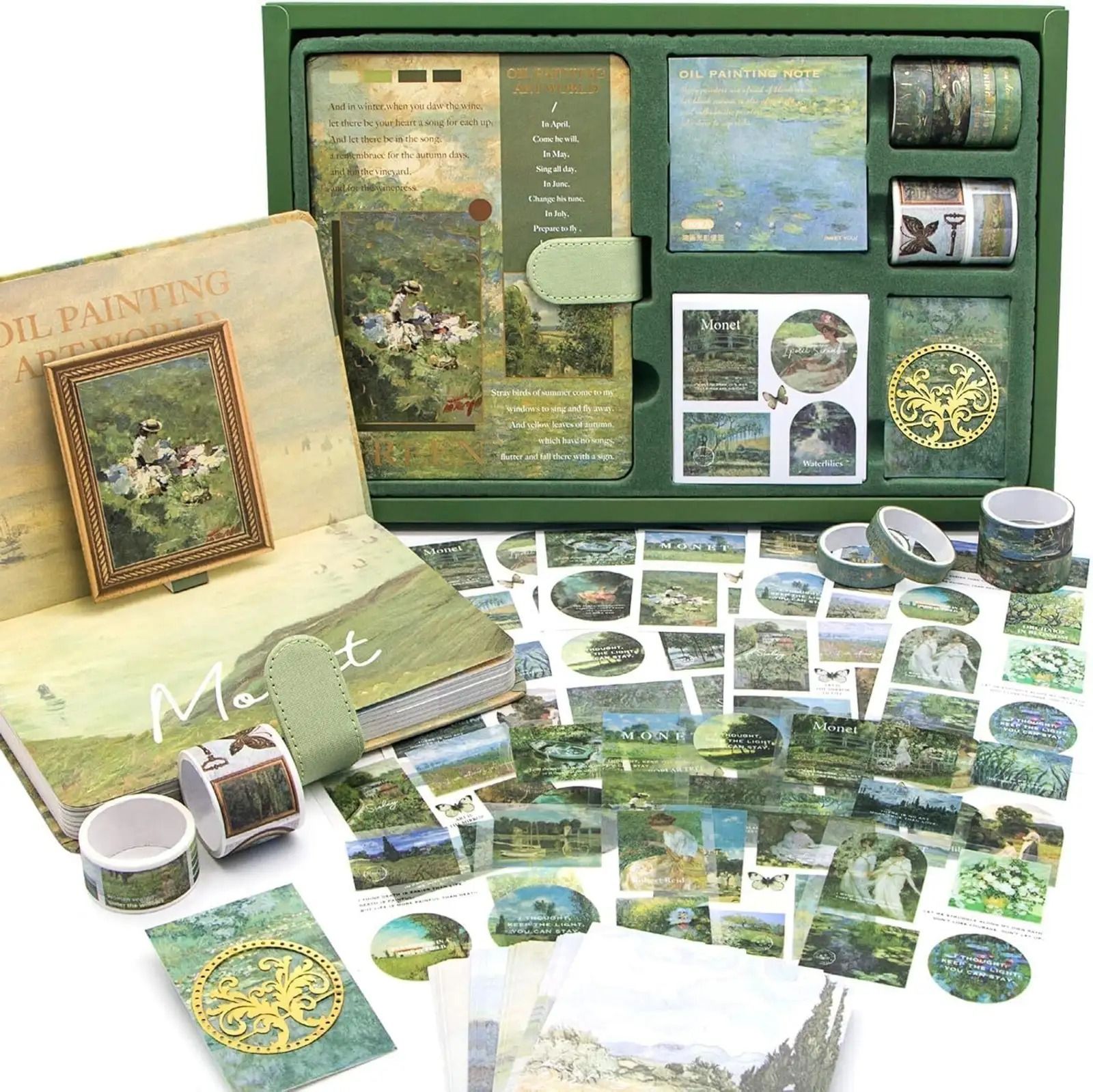 kidmomi 346pcs Aesthetic Journal Supplies Kit, Perfect for Gifting, Big Green Theme, Scrapbook Kit-picture-28