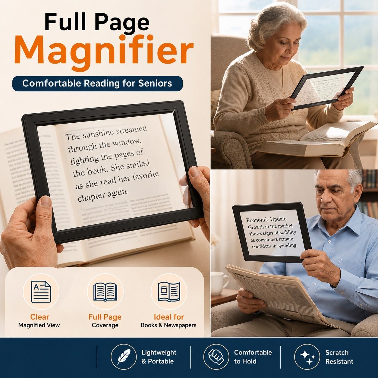 qanqc 7 inch Big Screen Reading Magnifier for Seniors, Portable Book Enlarger Lens Screen Expander Phone-image-43
