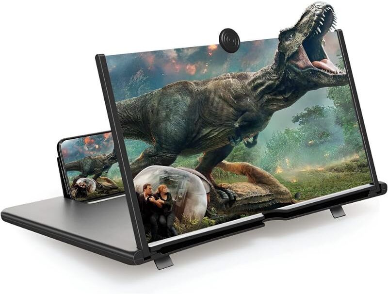 HVK 7 inch 3D Screen Magnifier with Mobile Stand HD Video Amplifier for Smartphones Screen Expander Phone-image-44
