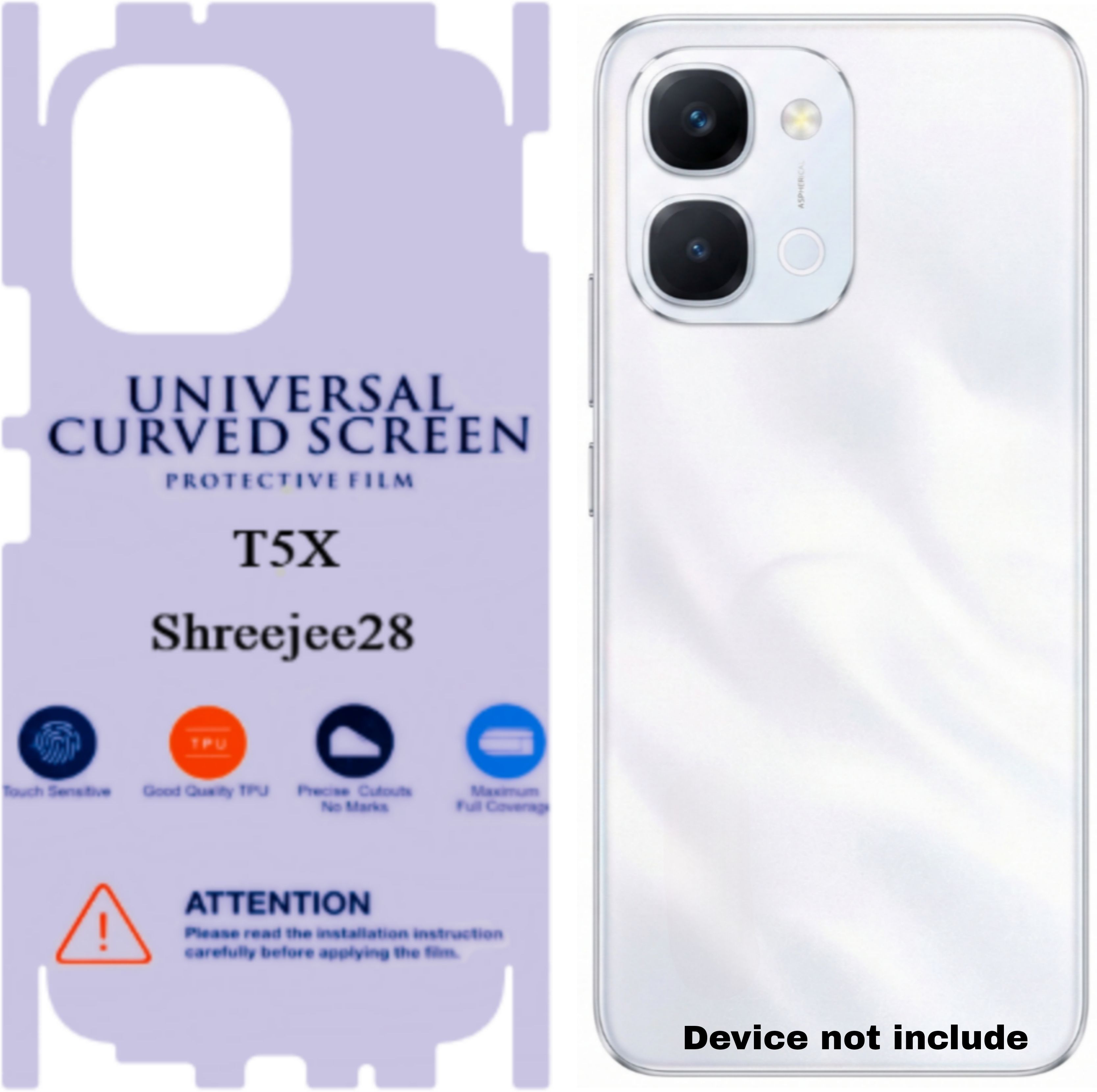 Shreejee Back Screen Guard for VIVO T5X 5g back MEMBRANE glossy with 360 covrege back and side full back panel protector-image-9