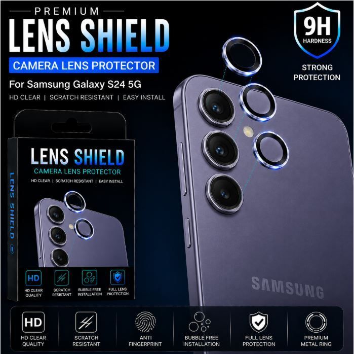 HILAX Camera Lens Protector for Samsung Galaxy S24 5G Metal Ring, Anti Scratch Camera, Dust Proof & HD Clarity, Easy Installation