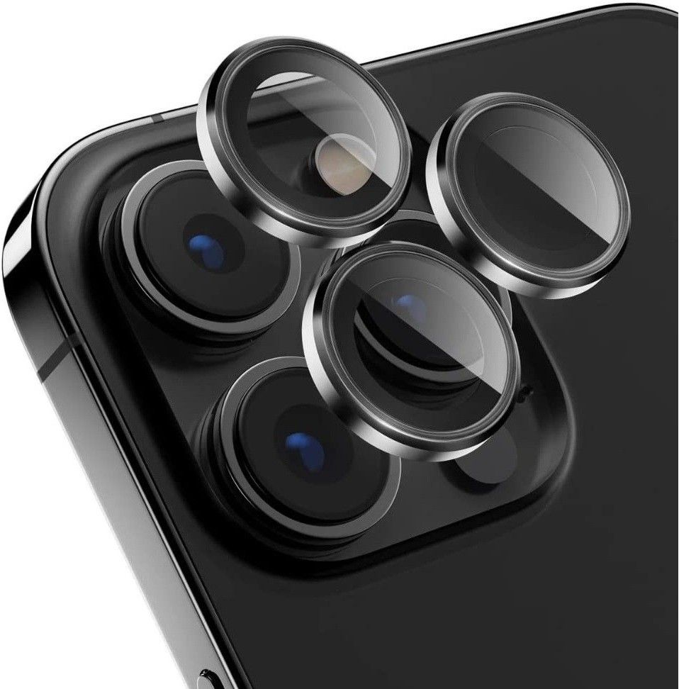 CaseDeal Back Camera Lens Glass Protector for Apple iPhone 12 Pro Camera Alloy Metal Ring Easy To Install (Black)-image-45