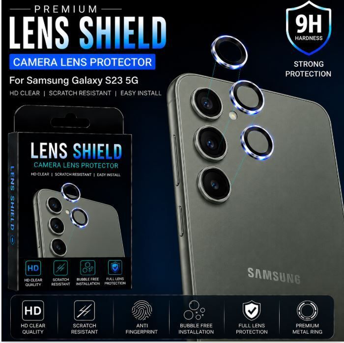 HILAX Camera Lens Protector for Samsung Galaxy S23 5G Metal Ring, Anti Scratch Camera, Dust Proof & HD Clarity, Easy Installation