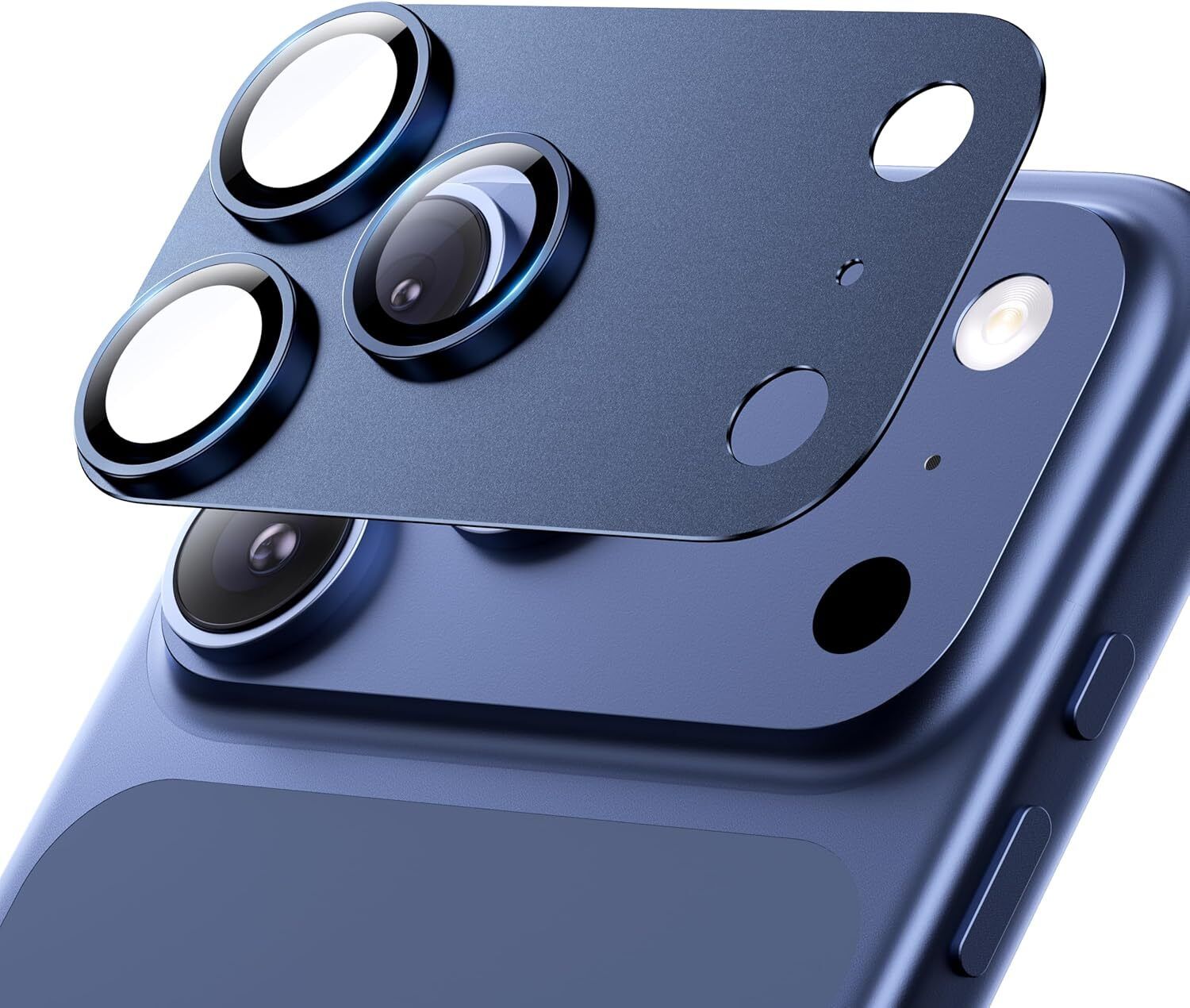 MOBCART Back Camera Lens Glass Protector, Camera Lens Ring Guard Protector for iPhone 17 Pro – 360°Full Coverage, Metal Frame +Glass Camera Protector Dark Blue-picture-12