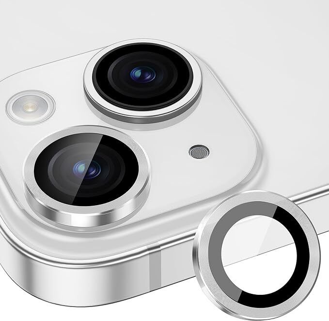 LOOTCASE Camera Lens Protector for iPhone 15,High Clarity,Scratch Proof,9H Protection Camera Cover Aluminum Alloy Rings For iPhone 15 (Silver)-image-9
