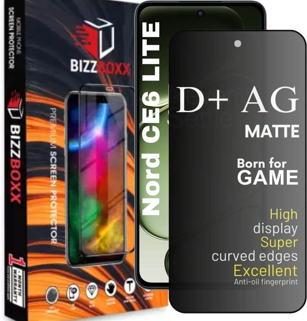 BizzBoxx Edge To Edge Screen Guard for OnePlus Nord CE6 Lite, Nord Ce6 lite, OnePlus Nord CE6 Lite D+ AG Matte temper glass, screen guard, Nord CE6 lite AG Matte for gamers, With Camera Cut Gaming Special, 6.72 Inch With Installation Kit-image-36