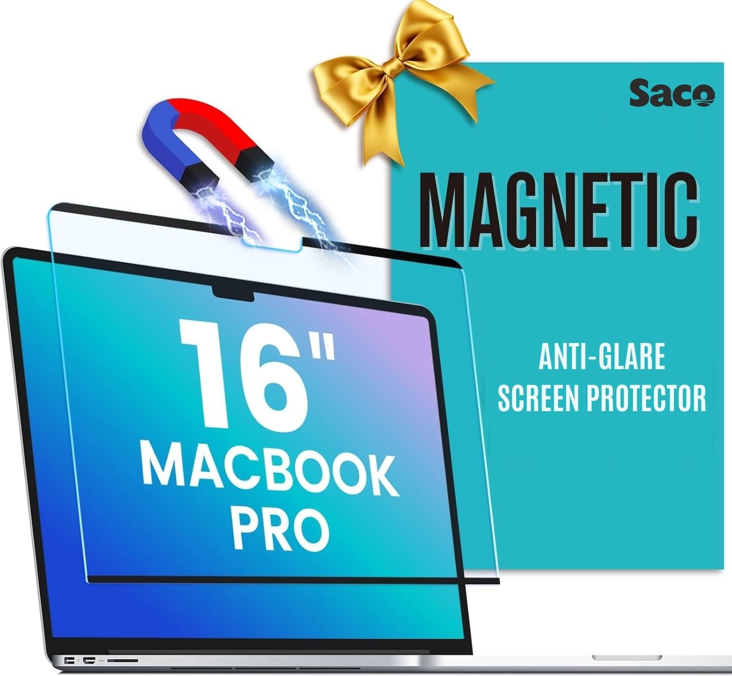 Saco Edge To Edge Screen Guard for MacBook Pro 16 inch 2026-2021, M5 M4 M3 M2 M1 (Magnetic Anti-Glare)-image-47