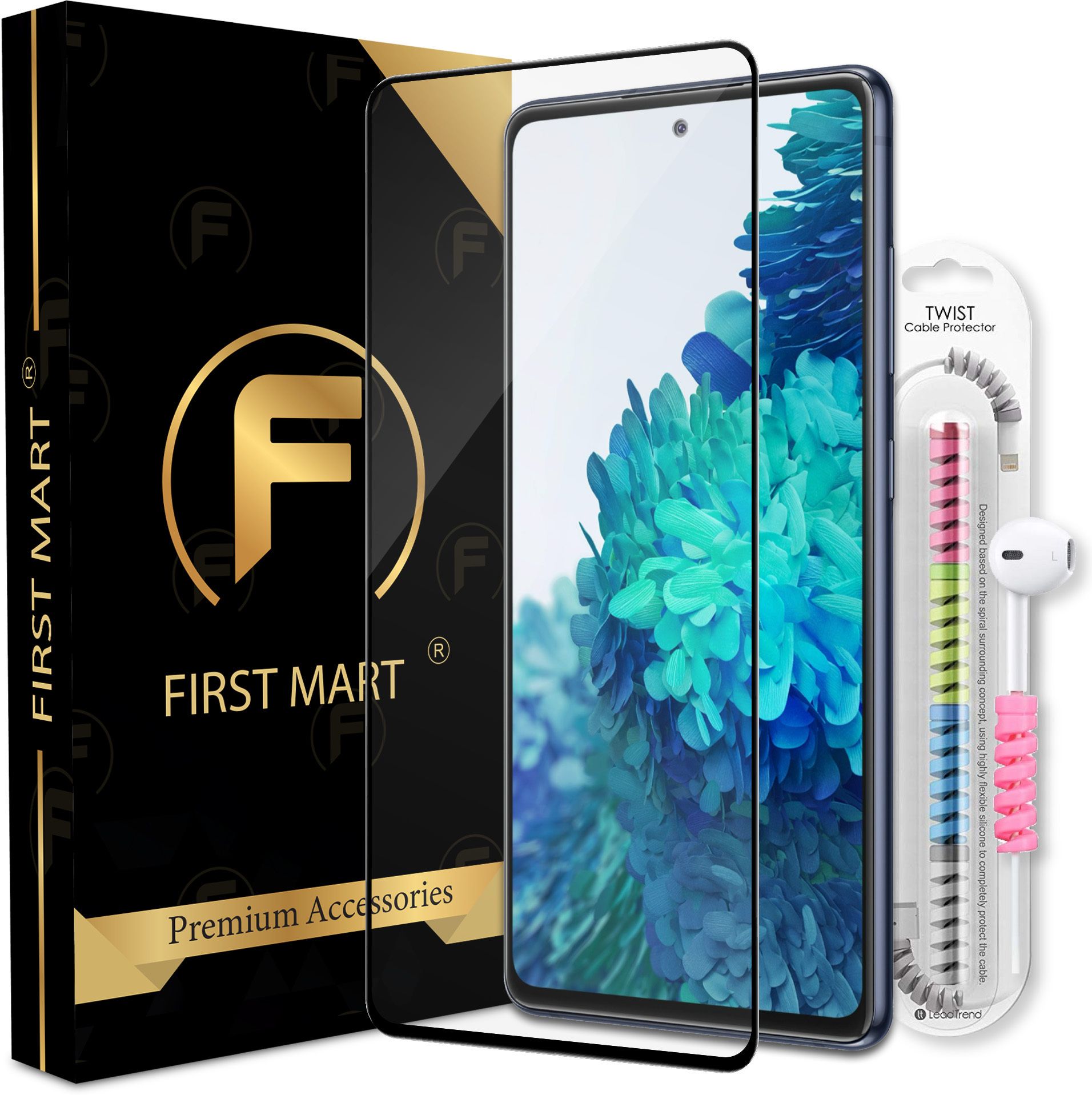 FIRST MART Edge To Edge Tempered Glass for Samsung Galaxy S20 FE 5G, Samsung Galaxy S20 FE, Samsung S20 FE 5G, Samsung Galaxy A53 5G, Samsung Galaxy A53, Samsung A53 5G, Samsung Galaxy A52, Samsung A52, Samsung Galaxy M31s, Samsung M31s, Samsung Galaxy A51, Samsung A51, OG Tempered Glass with Cable Protector-image-38