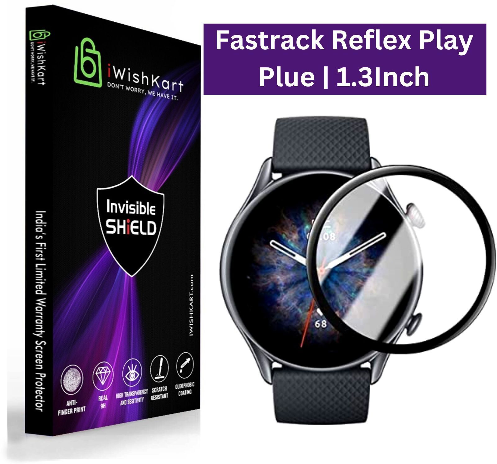 iWishKart Screen Guard for Fastrack Reflex Play, Fastrack Reflex Play Plus ( + ), with curved edges ( smart watch not included)-image-39